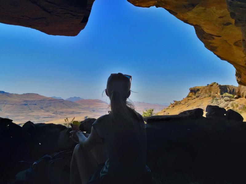The view from Thamathu Cave, Southern Drakensberg